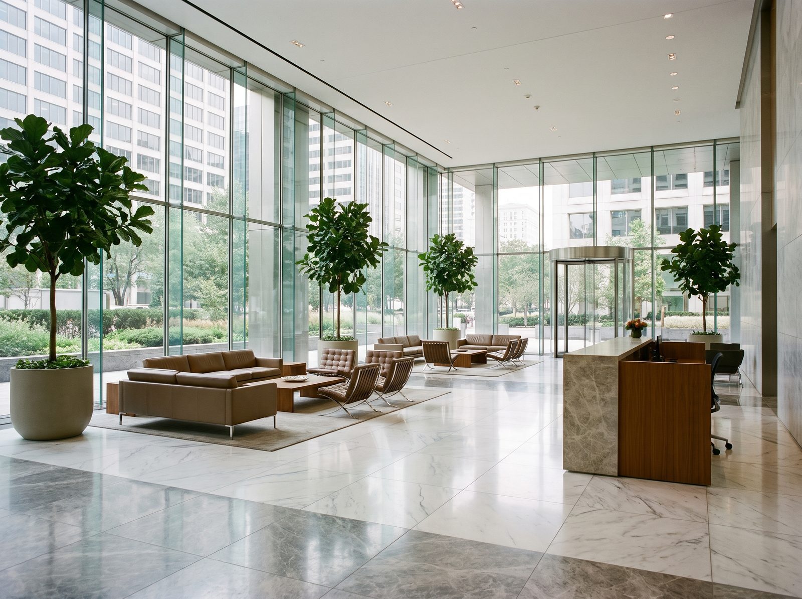 Common area cleaning — modern building lobby