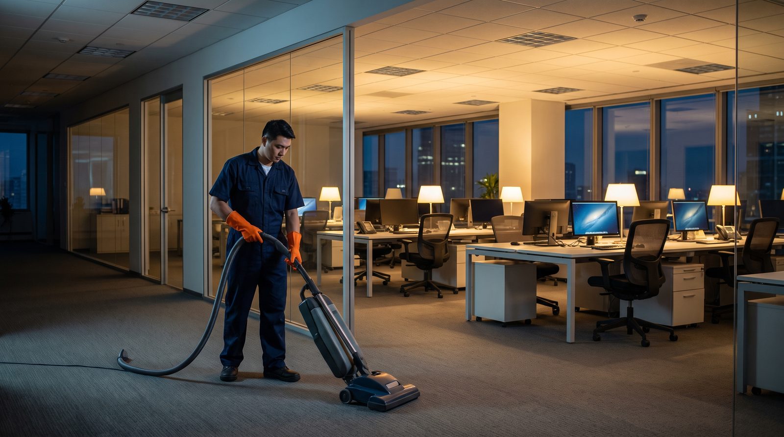 Office and commercial cleaning — cleaning in progress