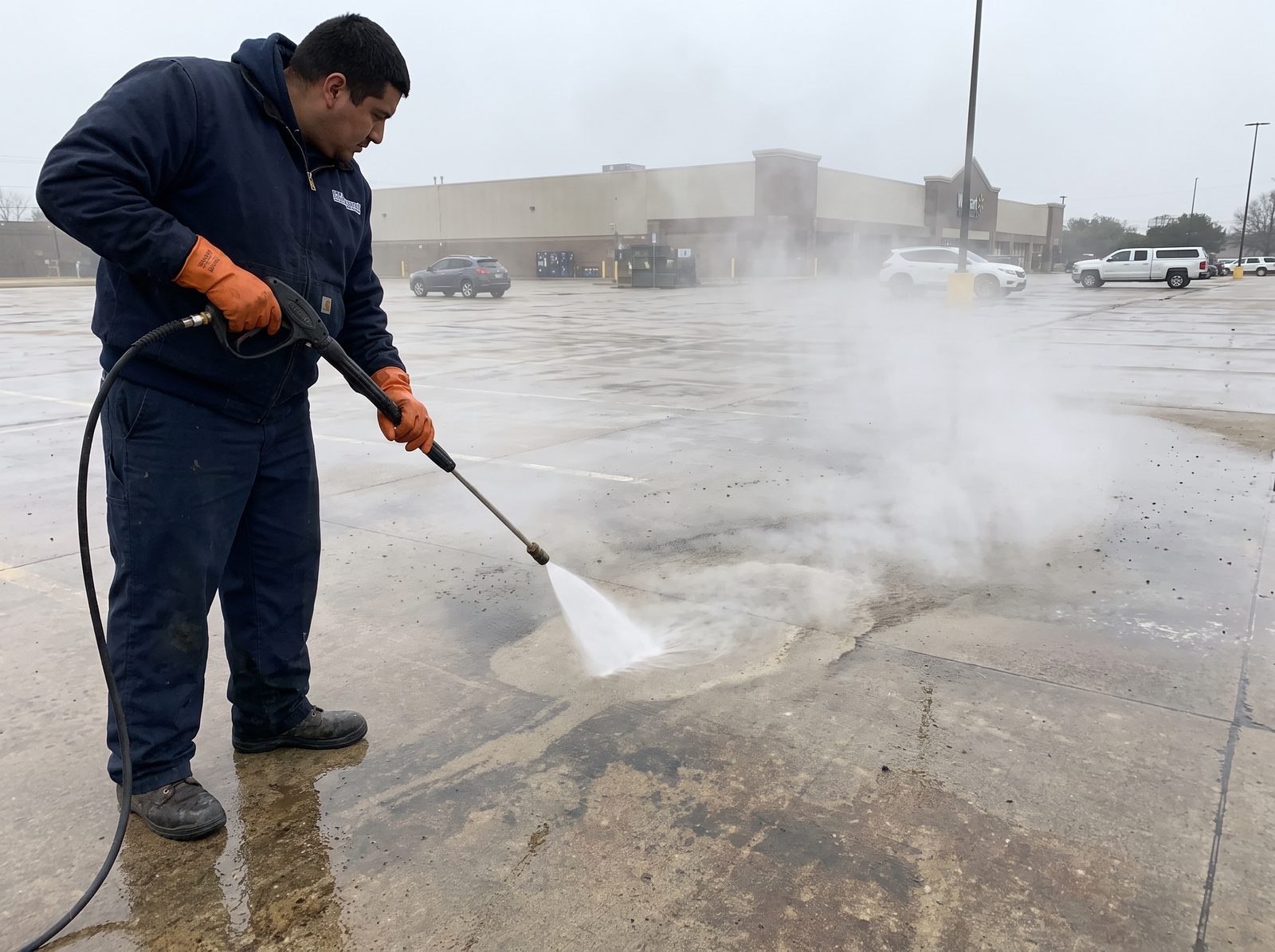 Pressure washing — concrete driveway cleaning